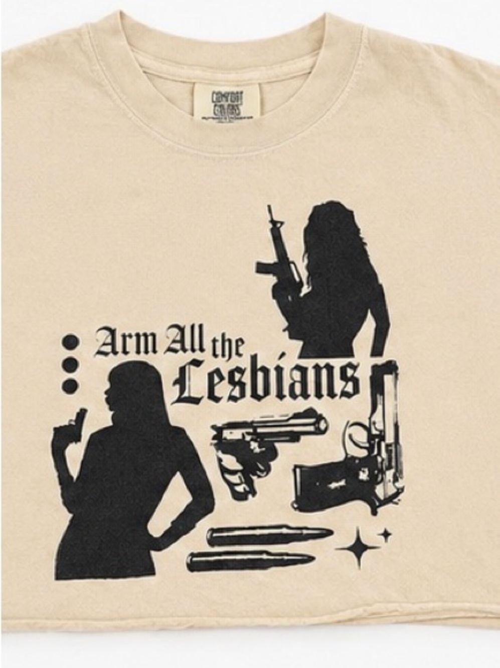 Freddy Tyler Paul Arm All the Lesbians Crop Top Beige Size M - Picture 4 of 5